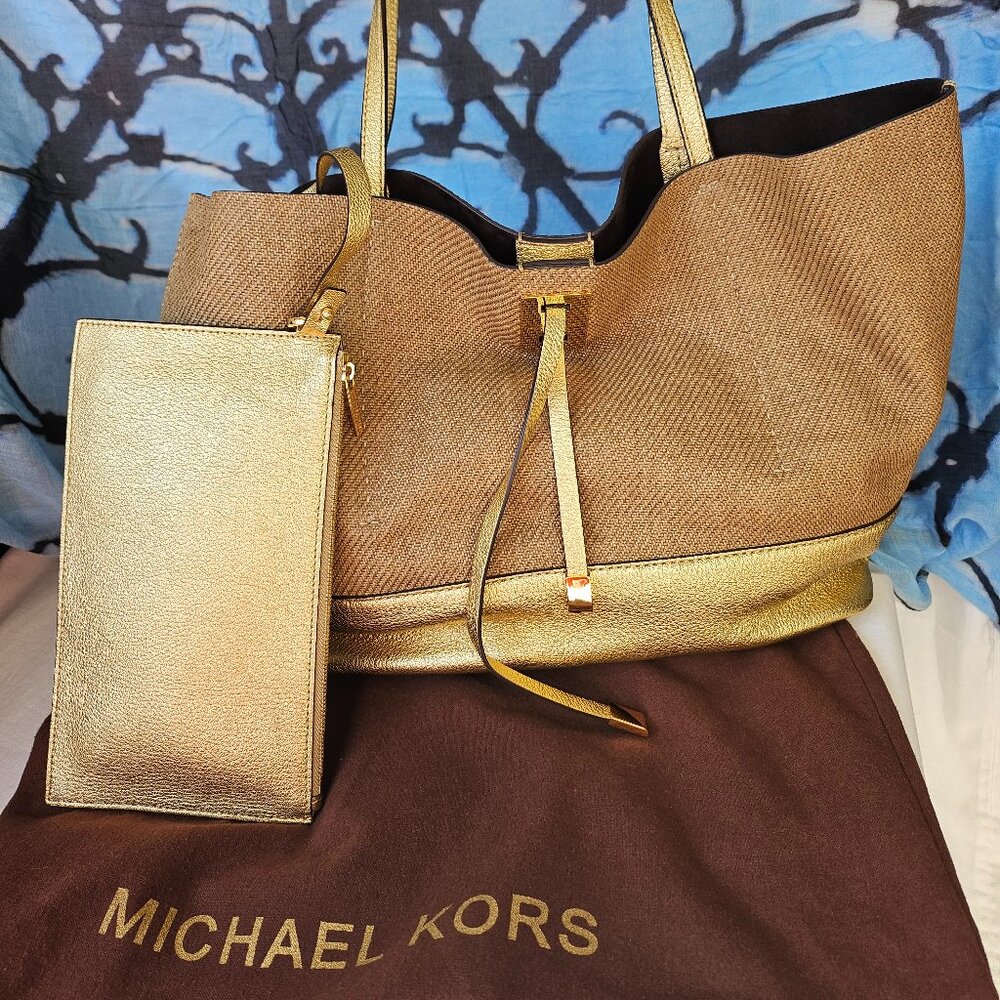 EUC Michael Kors COLLECTION Miranda Novelty Gold Tote